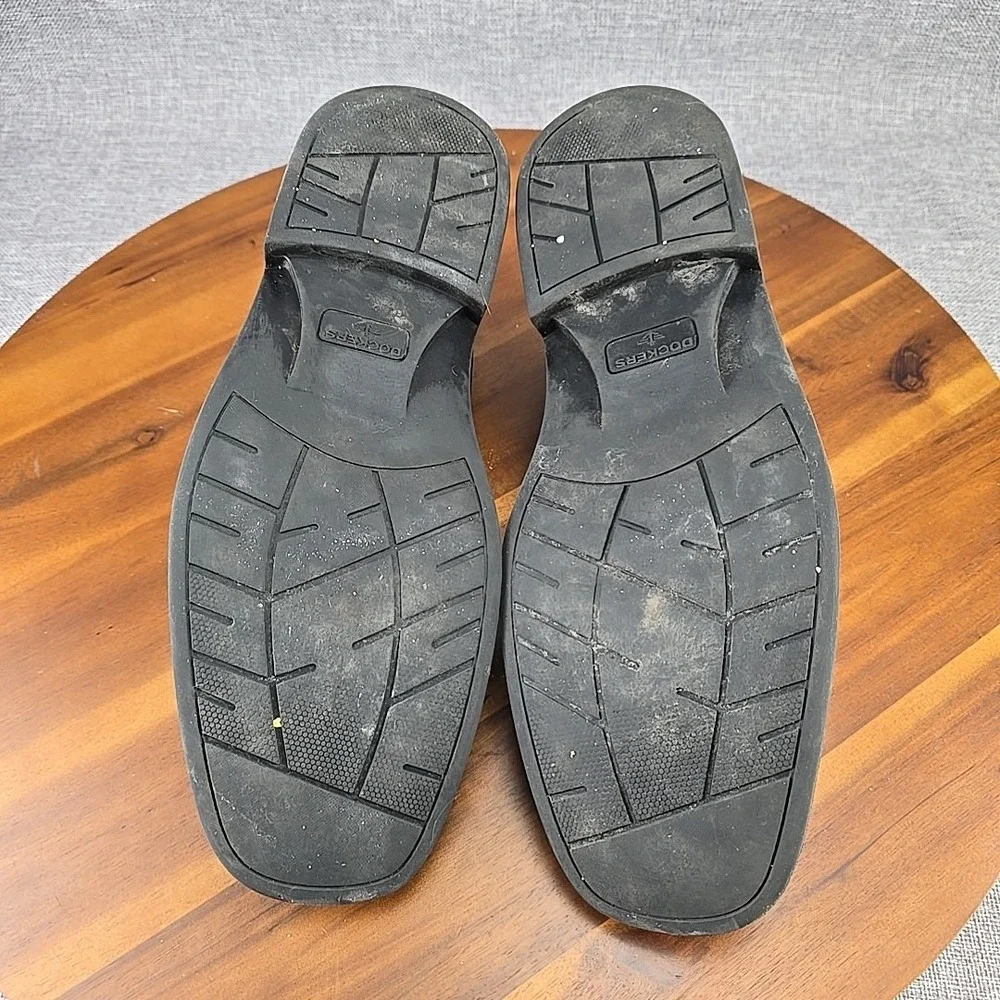 Dockers Mens Black Slip On Loafers Square Toe Bicycle Stitch Dress Shoes Sz 10.5